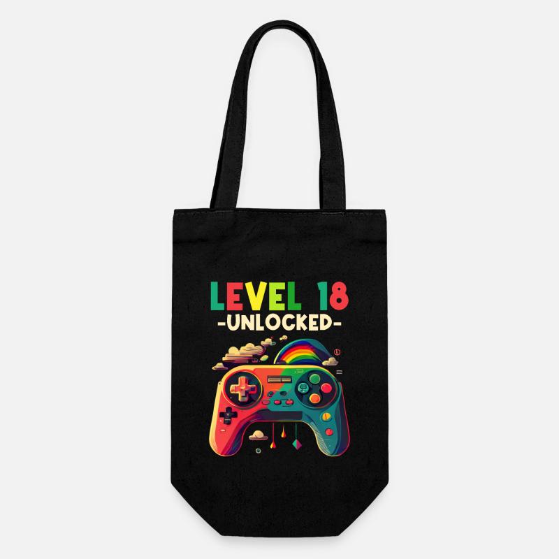 Niveau 18 ans Gaming 18er 18 Anniversaire - Sac à bouteille - noir