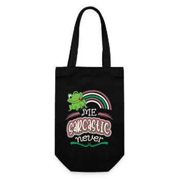 Sarcasm, funny saying with tree frog - Gift Bag for Bottles - black - Front