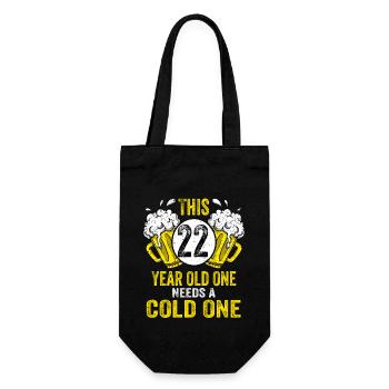 Men Beer Birthday Funny 22 Year Old Beer Lover - Gift Bag for Bottles - black - Front