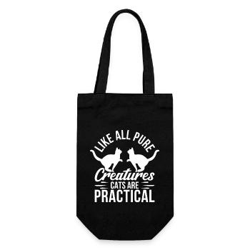Like all pure creatures, cats are practical - Gift Bag for Bottles - black - Front