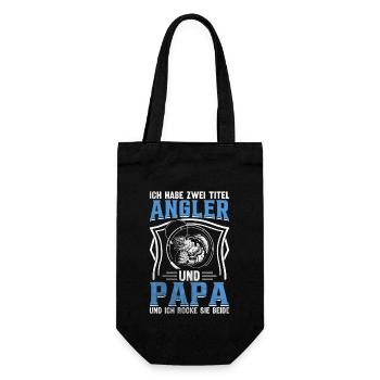 Ich habe zwei Titel Angler Und Papa - Geschenkbeutel für Flaschen - Schwarz - Vorne