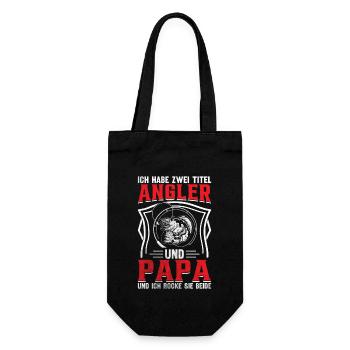 Ich habe zwei Titel Angler Und Papa - Geschenkbeutel für Flaschen - Schwarz - Vorne