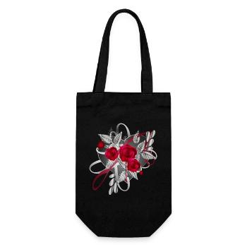 silver Valentine's Day composition with roses - Gift Bag for Bottles - black - Front