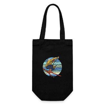 Skier Skiing Retro - Gift Bag for Bottles - black - Front