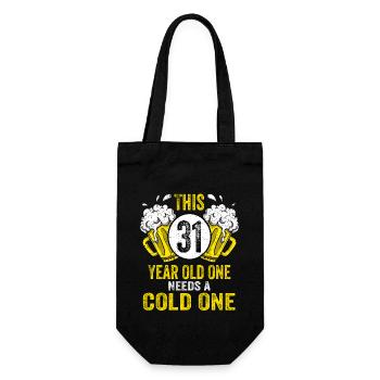 Men Beer Birthday Funny 31 Year Old Beer Lover - Gift Bag for Bottles - black - Front