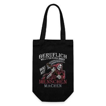 beruflich mit Menschen arbeiten Sensenmann funny - Geschenkbeutel für Flaschen - Schwarz - Vorne