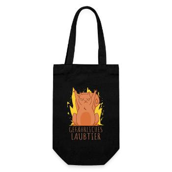 Gefährliches Laubtier Eichhörnchen - Geschenkbeutel für Flaschen - Schwarz - Vorne