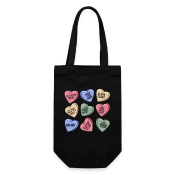 Funny Teacher Valentines Day Conversation Heart - Gift Bag for Bottles - black - Front