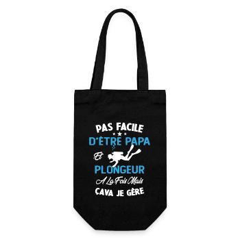 Pas Facile D'être Papa Et Plongeur A La Fois - Sac à bouteille - noir - Devant