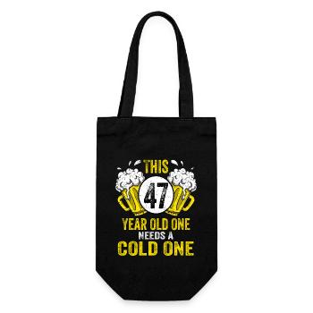 Men Beer Birthday Funny 47 Year Old Beer Lover - Gift Bag for Bottles - black - Front