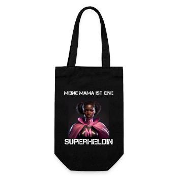 Mama Superheldin - Meine Mama ist eine - Geschenkbeutel für Flaschen - Schwarz - Vorne