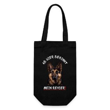 Süßer Schäferhund - Ab hier beginnt mein Revier! - Geschenkbeutel für Flaschen - Schwarz - Vorne
