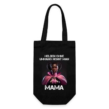 Mama Superheldin - Helden ohne Umhang nennt man - Geschenkbeutel für Flaschen - Schwarz - Vorne