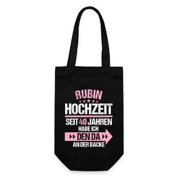 40 verheiratet Rubin Hochzeit 40.Hochzeitstag - Geschenkbeutel für Flaschen - Schwarz - Vorne