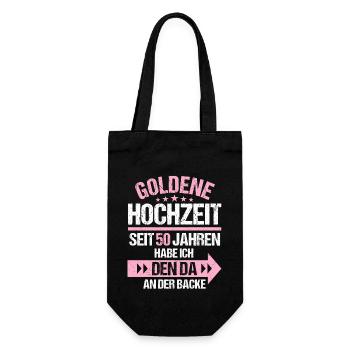 50 verheiratet Goldene Hochzeit 50.Hochzeitstag - Geschenkbeutel für Flaschen - Schwarz - Vorne