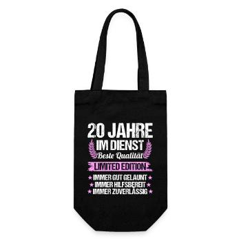 20 Jahre im Dienst 20 Jähriges Dienstjubiläum - Geschenkbeutel für Flaschen - Schwarz - Vorne