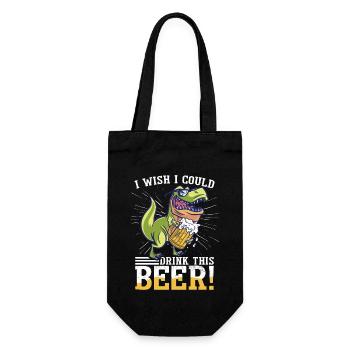 Bier T-Rex Lustiger Dinosaurier - Geschenkbeutel für Flaschen - Schwarz - Vorne