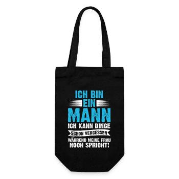 Ich Bin Ein Mann Ich Kann Dinge Schon Vergessen - Geschenkbeutel für Flaschen - Schwarz - Vorne