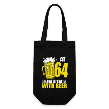 Männer Bier Geburtstag Lustig 64 Jahre Bier Liebhaber - Geschenkbeutel für Flaschen - Schwarz - Vorne