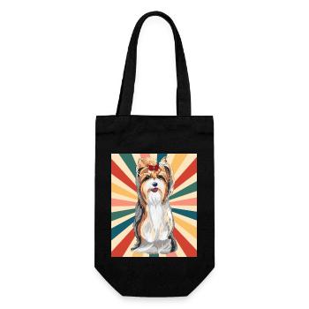 Cute Yorkshire Terrier Dog Breed 80s 90s Retro - Gift Bag for Bottles - black - Front