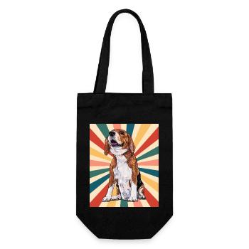 Nette Beagle Hunderasse 80er 90er Jahre Retro Stil Vintage - Geschenkbeutel für Flaschen - Schwarz - Vorne
