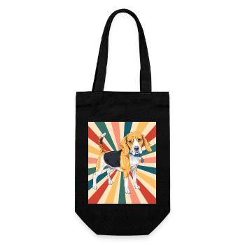 Nette Beagle Hunderasse 80er 90er Jahre Retro Stil Vintage - Geschenkbeutel für Flaschen - Schwarz - Vorne