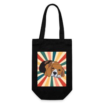 Nette Beagle Hunderasse 80er 90er Jahre Retro Stil Vintage - Geschenkbeutel für Flaschen - Schwarz - Vorne