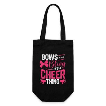 Youth Team Cute Cheerleader Bows and Bling Its - Gift Bag for Bottles - black - Front