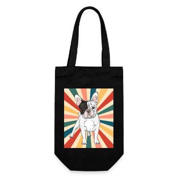 Cute French Bulldog Dog Breed 80s 90s Retro Style - Gift Bag for Bottles - black - Front