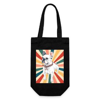 Cute French Bulldog Dog Breed 80s 90s Retro Style - Gift Bag for Bottles - black - Front