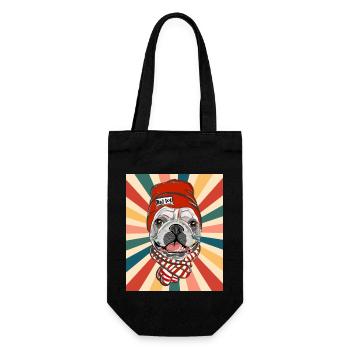 Cute French Bulldog Dog Breed 80s 90s Retro Style - Gift Bag for Bottles - black - Front