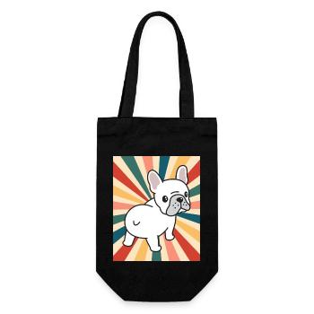 Niedliche französische Bulldogge Hunderasse 80er 90er Jahre Retro-Stil - Geschenkbeutel für Flaschen - Schwarz - Vorne