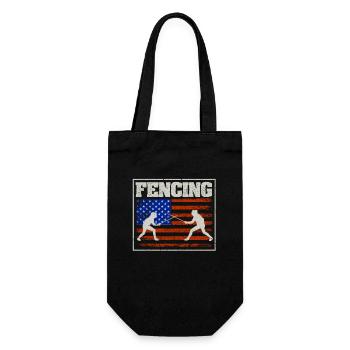 Retro Vintage American Flag Fencing July 4 - Gift Bag for Bottles - black - Front
