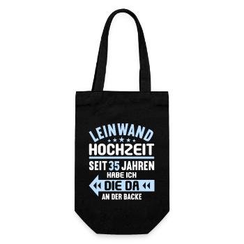 35 verheiratet Leinwand Hochzeit 35.Hochzeitstag - Geschenkbeutel für Flaschen - Schwarz - Vorne