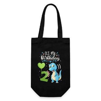 2nd birthday dinosaur, dinosaur child, 2 years old - Gift Bag for Bottles - black - Front