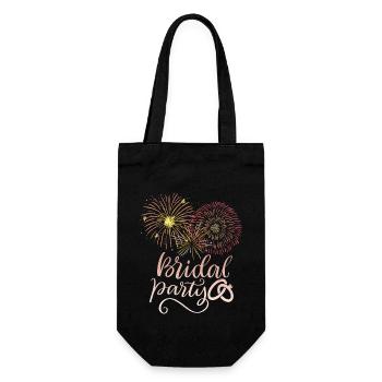 Bridal Party, Wedding Fireworks, Typography Bride - Gift Bag for Bottles - black - Front