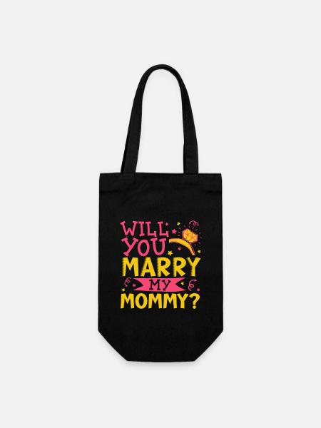 Willst du Mama heiraten? - Geschenkbeutel für Flaschen - Schwarz