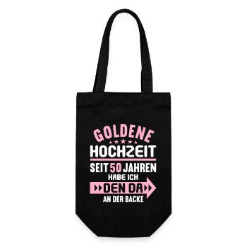 50 verheiratet Goldene Hochzeit 50.Hochzeitstag - Geschenkbeutel für Flaschen - Schwarz - Vorne
