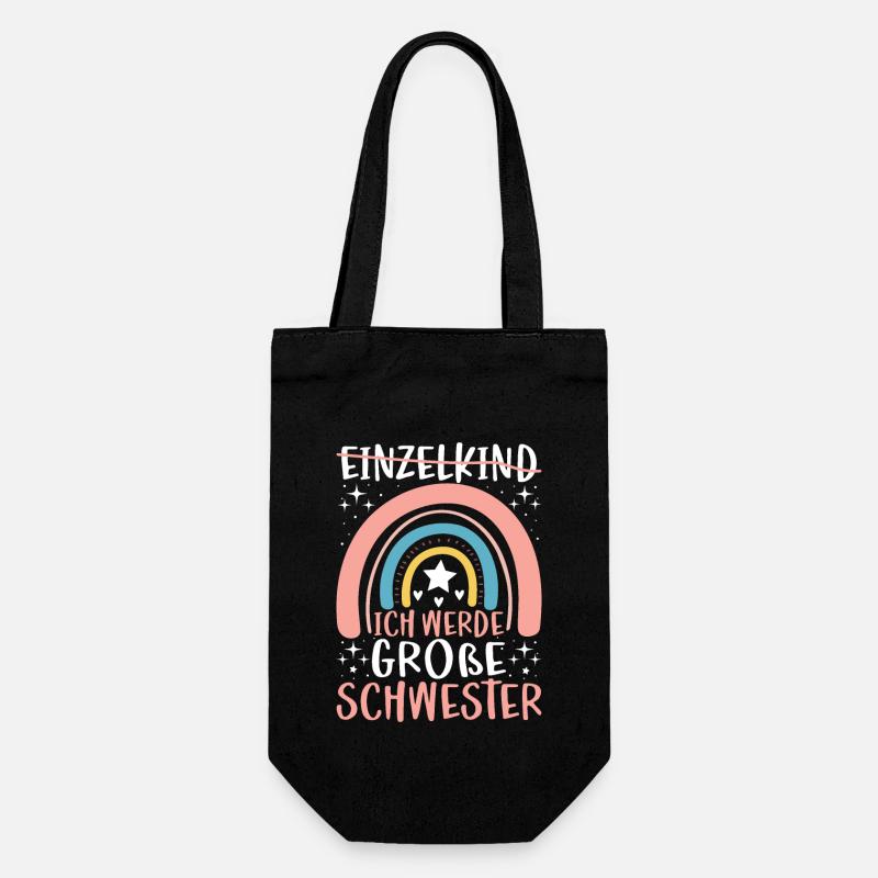 Ich Werde Große Schwester - Geschenkbeutel für Flaschen - Schwarz