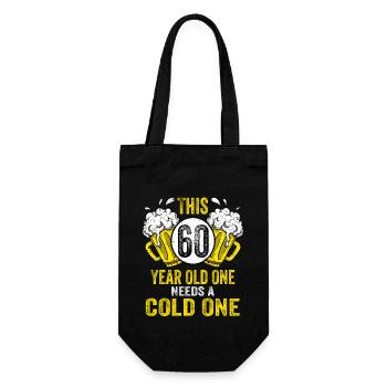 Men Beer Birthday Funny 60 Year Old Beer Lover - Gift Bag for Bottles - black - Front