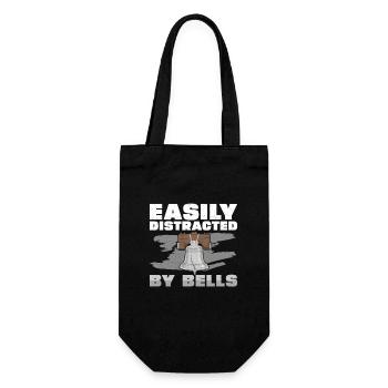 Easily Distracted By Funny Bell Ringing Hobby A - Gift Bag for Bottles - black - Front