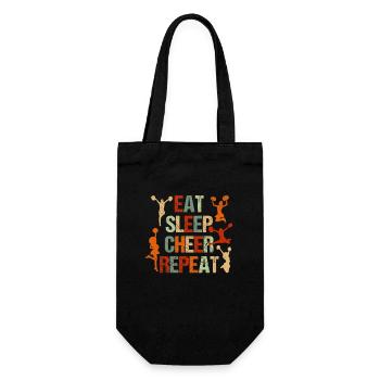 Eat Sleep Cheer Repeat Cheerleader Lustig - Geschenkbeutel für Flaschen - Schwarz - Vorne