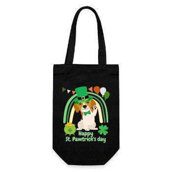 Fun Beagle Hund St. Patrick's Day Irish Green Paddy - Geschenkbeutel für Flaschen - Schwarz - Vorne