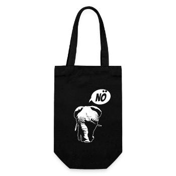 Nö, ich muss garnix - Elefant - Spruch - Geschenkbeutel für Flaschen - Schwarz - Vorne