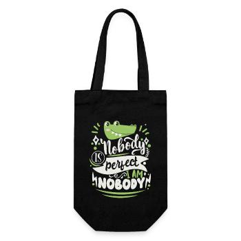 Funny saying, crocodile motif, nobody-is-perfect - Gift Bag for Bottles - black - Front