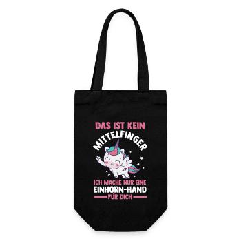 Das ist kein Mittelfinger Einhorn - Geschenkbeutel für Flaschen - Schwarz - Vorne