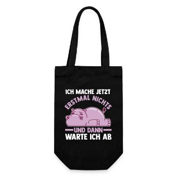 Ich Mach Jetzt Erstmal Nichts Nilpferd - Geschenkbeutel für Flaschen - Schwarz - Vorne