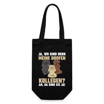Ja Wo Sind Denn Meine Doofen Kollegen - Geschenkbeutel für Flaschen - Schwarz - Vorne