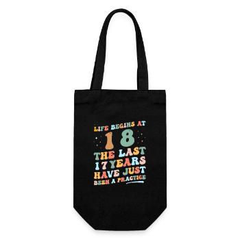 18th birthday Man Woman 2023 Funny Groovy Life - Gift Bag for Bottles - black - Front