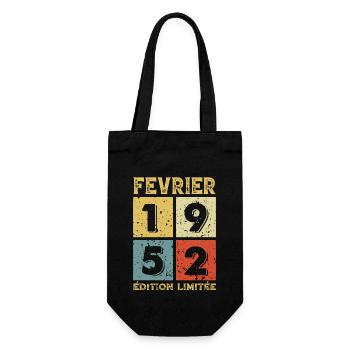 Vintage Geburtstag Geschenkidee Februar 1952 - Geschenkbeutel für Flaschen - Schwarz - Vorne